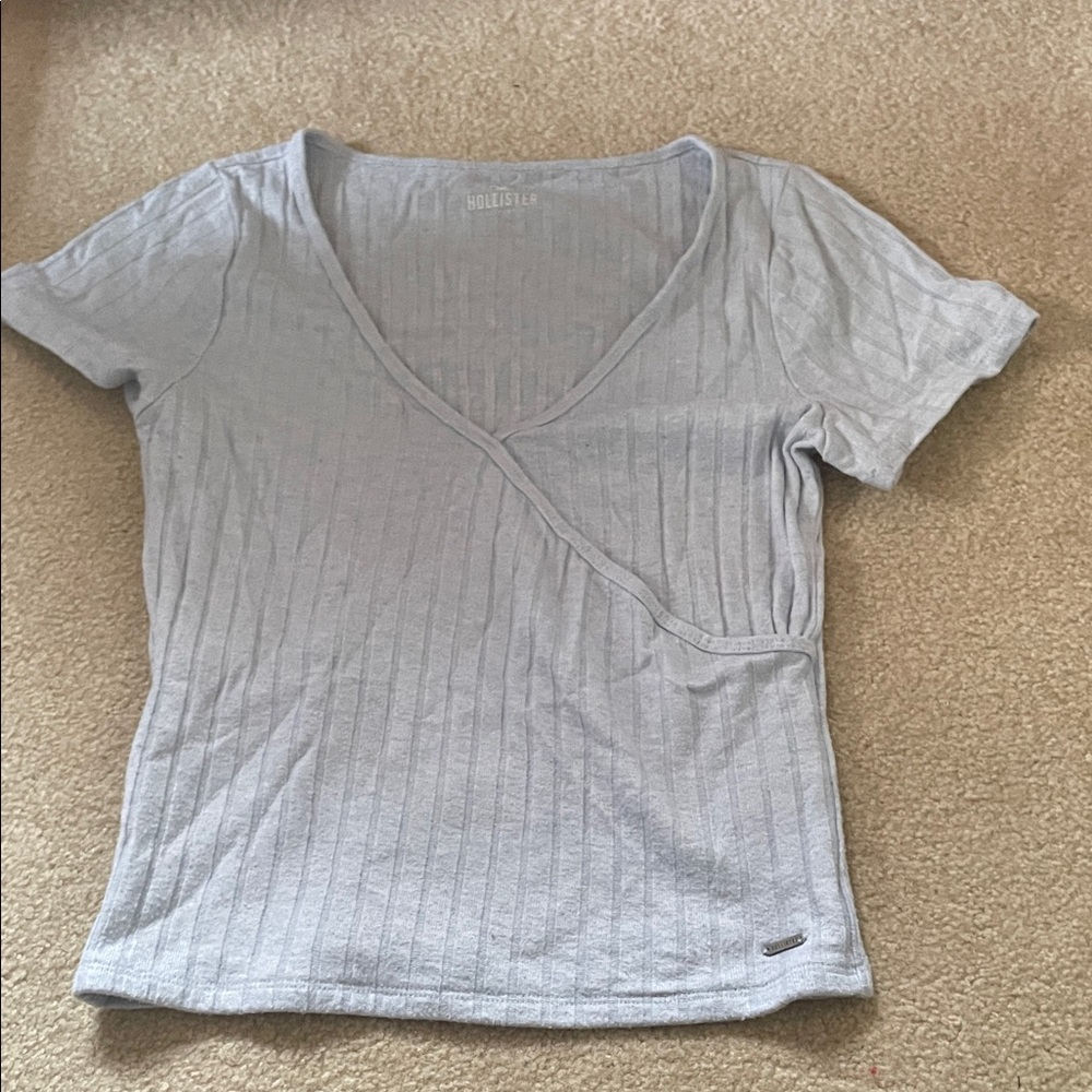Hollister Light Blue Wrap V-Neck Tee